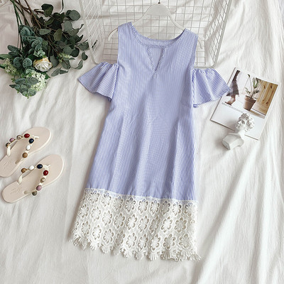 Rochie casual de dama cu dantela albastra