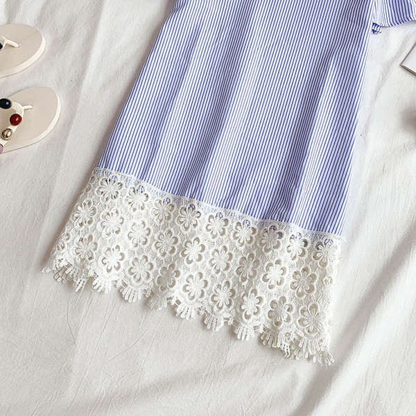 Rochie casual de dama cu dantela albastra