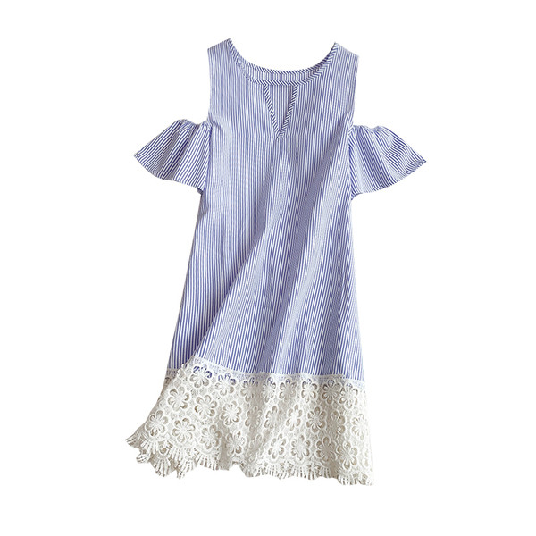 Rochie casual de dama cu dantela albastra