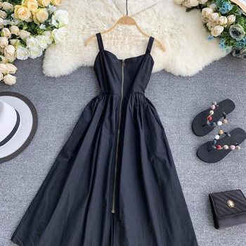 Modern női ruha cipzárral bézs és fekete színben