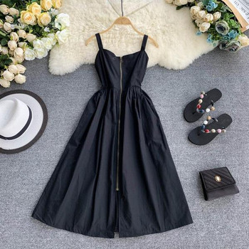 Modern női ruha cipzárral bézs és fekete színben