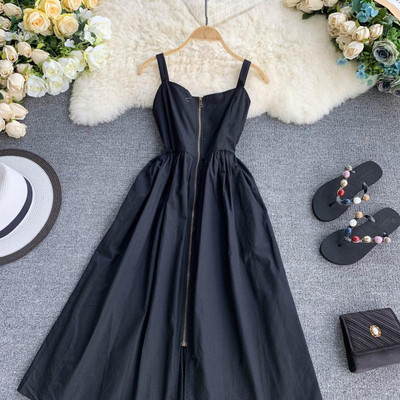 Modern női ruha cipzárral bézs és fekete színben