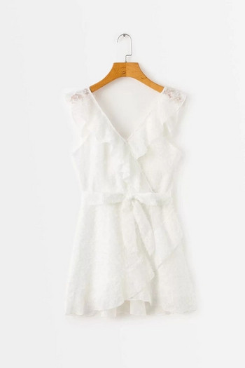 Rochie moderna de dama cu decolteu in V si bretele in roz si alb