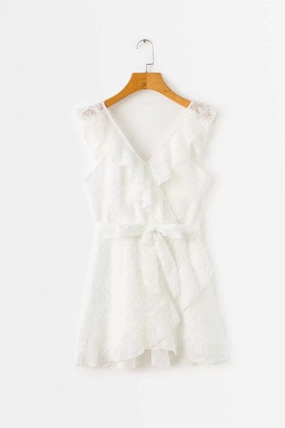 Rochie moderna de dama cu decolteu in V si bretele in roz si alb