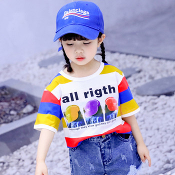 Детска ежедневна тениска с апликация за момичета