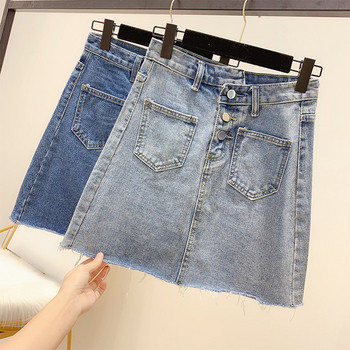 Női farmerszoknya zsebekkel, két színben