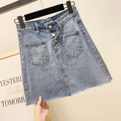 Női farmerszoknya zsebekkel, két színben