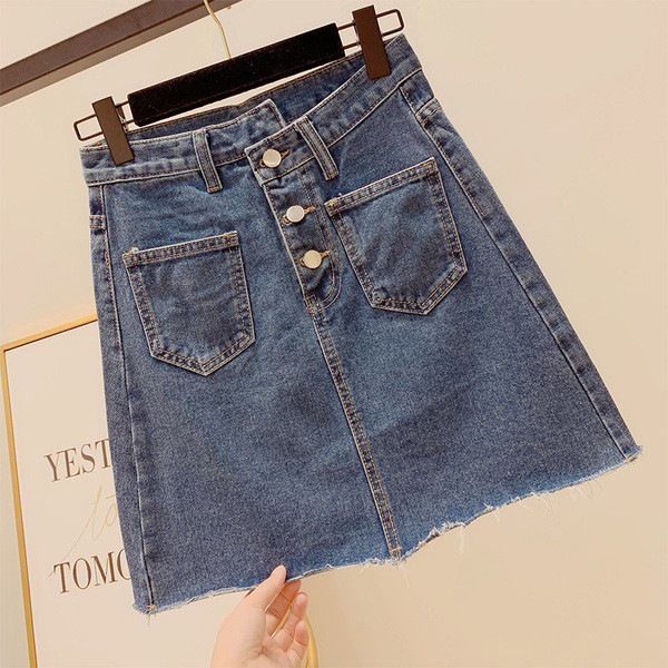 Női farmerszoknya zsebekkel, két színben