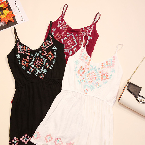 Γυναικεία ολόσωμη φόρμα  casual  με πολύχρωμα κεντήματα σε διάφορα χρώματα