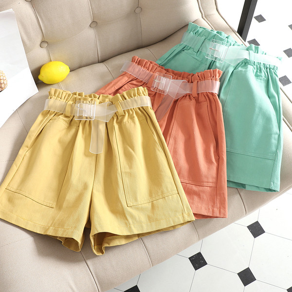 Pantaloni scurti casual dama cu talie inalta in mai multe culori