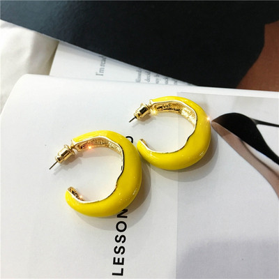 Cercei moderni de dama in galben si albastru