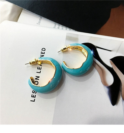 Cercei moderni de dama in galben si albastru