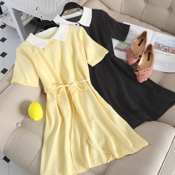 Alkalmi női ruha rövid ujjú széles modell két színben