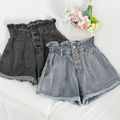 Pantaloni scurți de damă din denim cu talie elastică în două culori