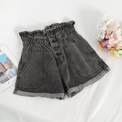 Pantaloni scurți de damă din denim cu talie elastică în două culori