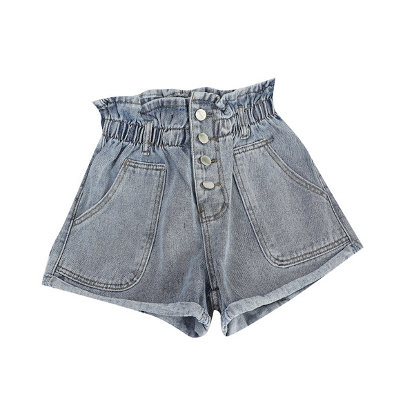 Pantaloni scurți de damă din denim cu talie elastică în două culori