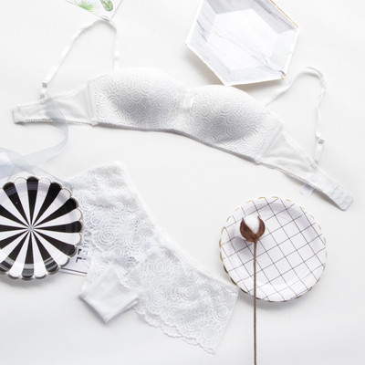 Set dantela dama in negru, roz si alb