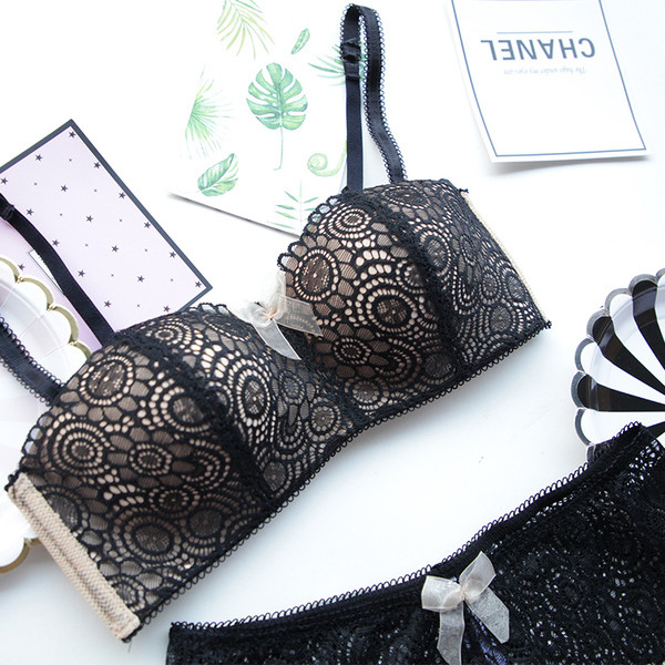 Set dantela dama in negru, roz si alb