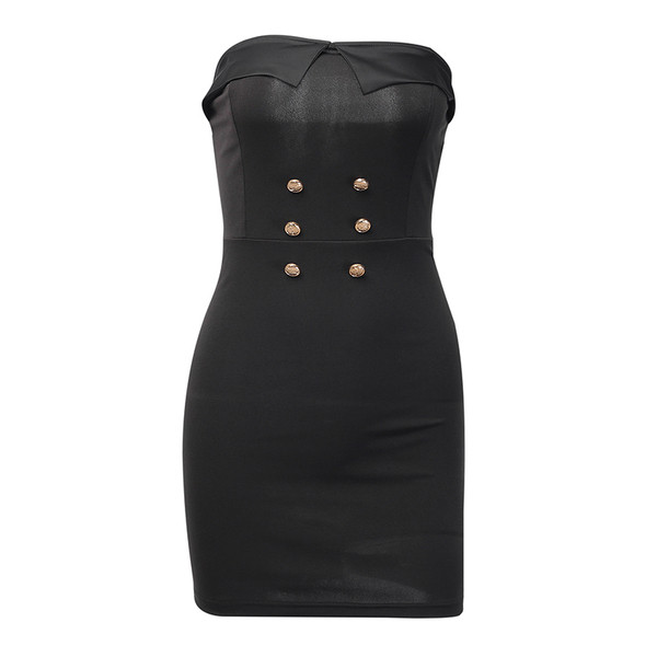 Rochie bustieră scurtă de damă cu nasturi de culoare neagră