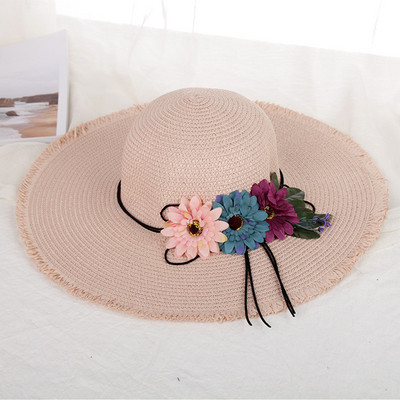 Palarie de plaja dama cu element 3D in mai multe culori