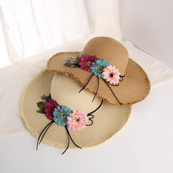 Palarie de plaja dama cu element 3D in mai multe culori