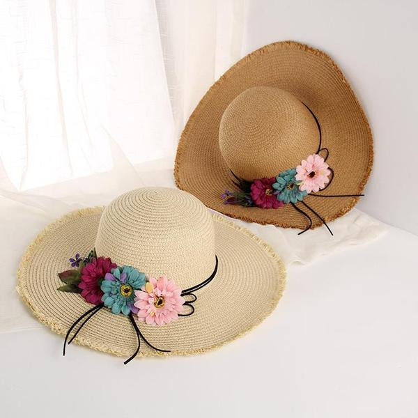 Palarie de plaja dama cu element 3D in mai multe culori