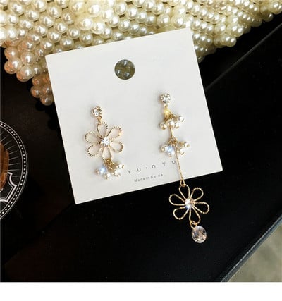 Arany színű női fülbevaló - gyöngyökkel és kövekkel