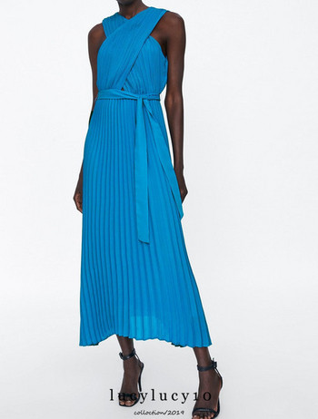 Modern rakott ruha kék színben