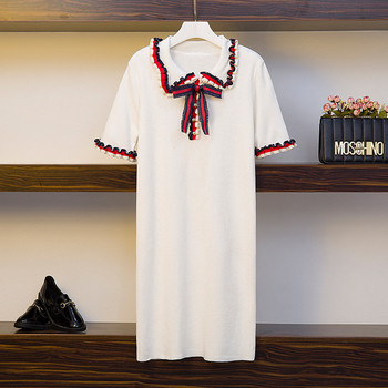 Rochie elegantă de damă cu mărimi până la 4XL în alb-negru