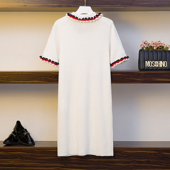 Rochie elegantă de damă cu mărimi până la 4XL în alb-negru