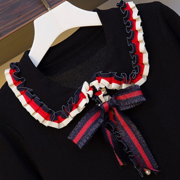 Rochie elegantă de damă cu mărimi până la 4XL în alb-negru