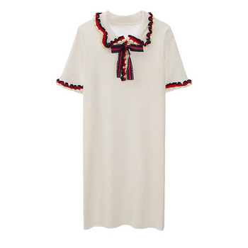 Rochie elegantă de damă cu mărimi până la 4XL în alb-negru