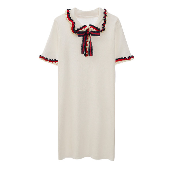 Rochie elegantă de damă cu mărimi până la 4XL în alb-negru