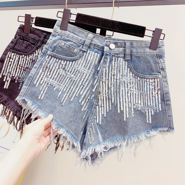 Blugi eleganti de dama cu paiete in albastru si negru