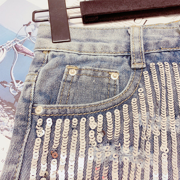 Blugi eleganti de dama cu paiete in albastru si negru