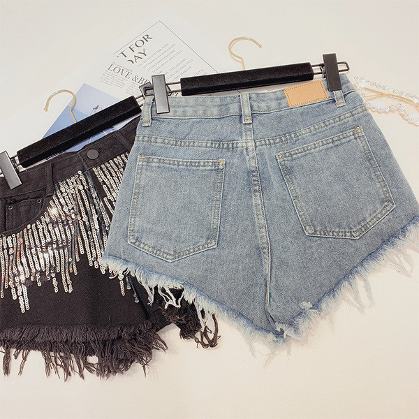 Blugi eleganti de dama cu paiete in albastru si negru