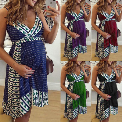 Модерна дамска рокля за бременни жени в няколко цвята 