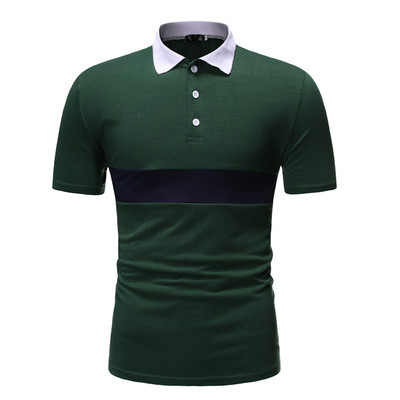 Tricou elegant pentru bărbați cu guler de culoare verde