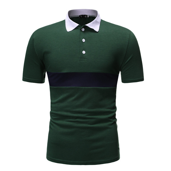 Tricou elegant pentru bărbați cu guler de culoare verde