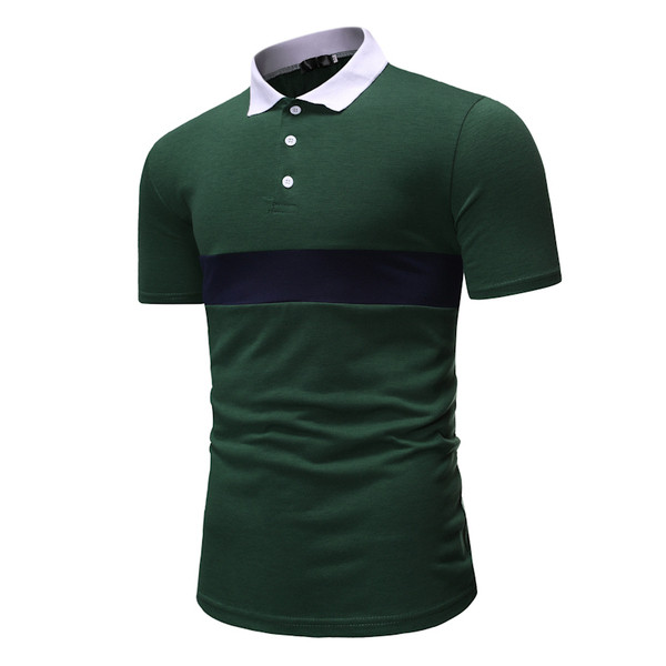 Tricou elegant pentru bărbați cu guler de culoare verde