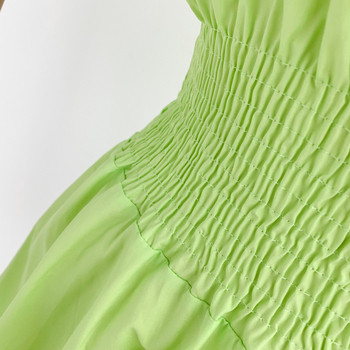 Rochie de dama cu talie elastica in galben si verde