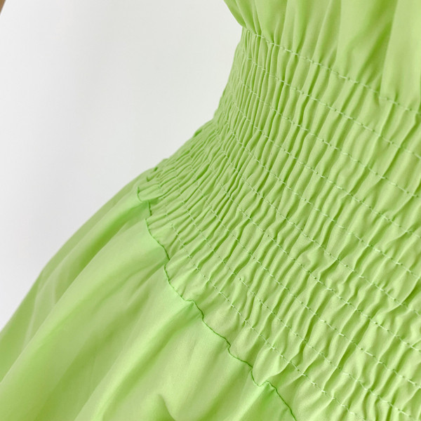 Rochie de dama cu talie elastica in galben si verde