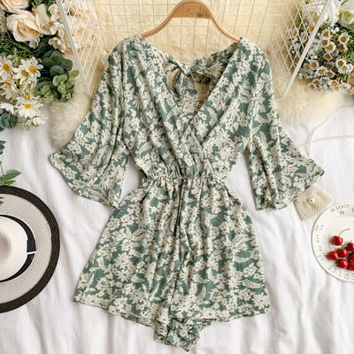 Κομψή γυναικεία ολόσωμη φόρμα φόρεμα με μανίκια λωτού σε τρία χρώματα