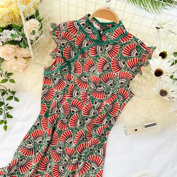 Rochie de dama moderna model asimetric cu maneci scurte