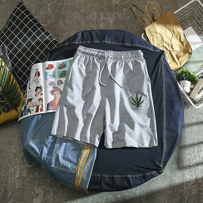 Pantaloni scurți pentru bărbați cu broderie în negru și gri