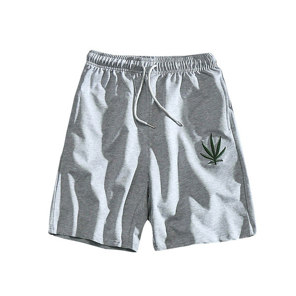 Pantaloni scurți pentru bărbați cu broderie în negru și gri