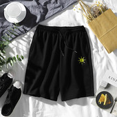 Alkalmi férfi rövidnadrág fekete és szürke hímzéssel