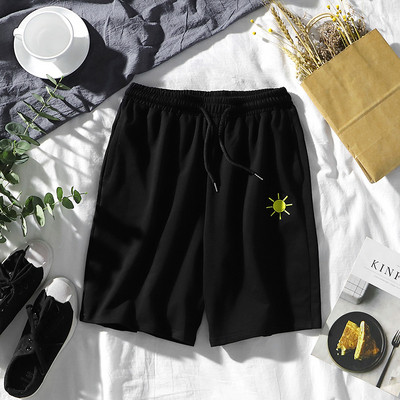 Alkalmi férfi rövidnadrág fekete és szürke hímzéssel