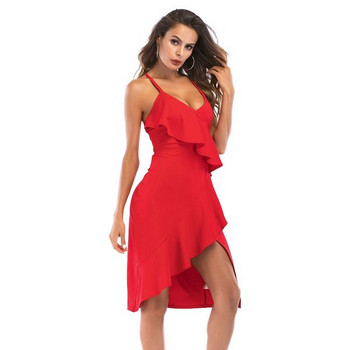 Modern női ruha aszimmetrikus modell vékony pántokkal, három színben