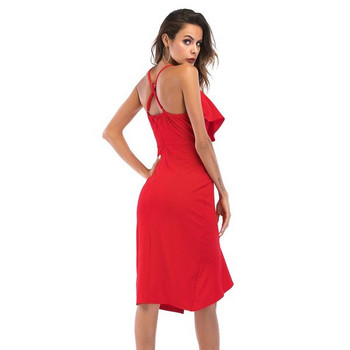 Modern női ruha aszimmetrikus modell vékony pántokkal, három színben